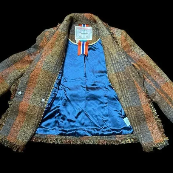 Anthropologie Orange and Brown Plaid Blazer - Picture 10 of 12